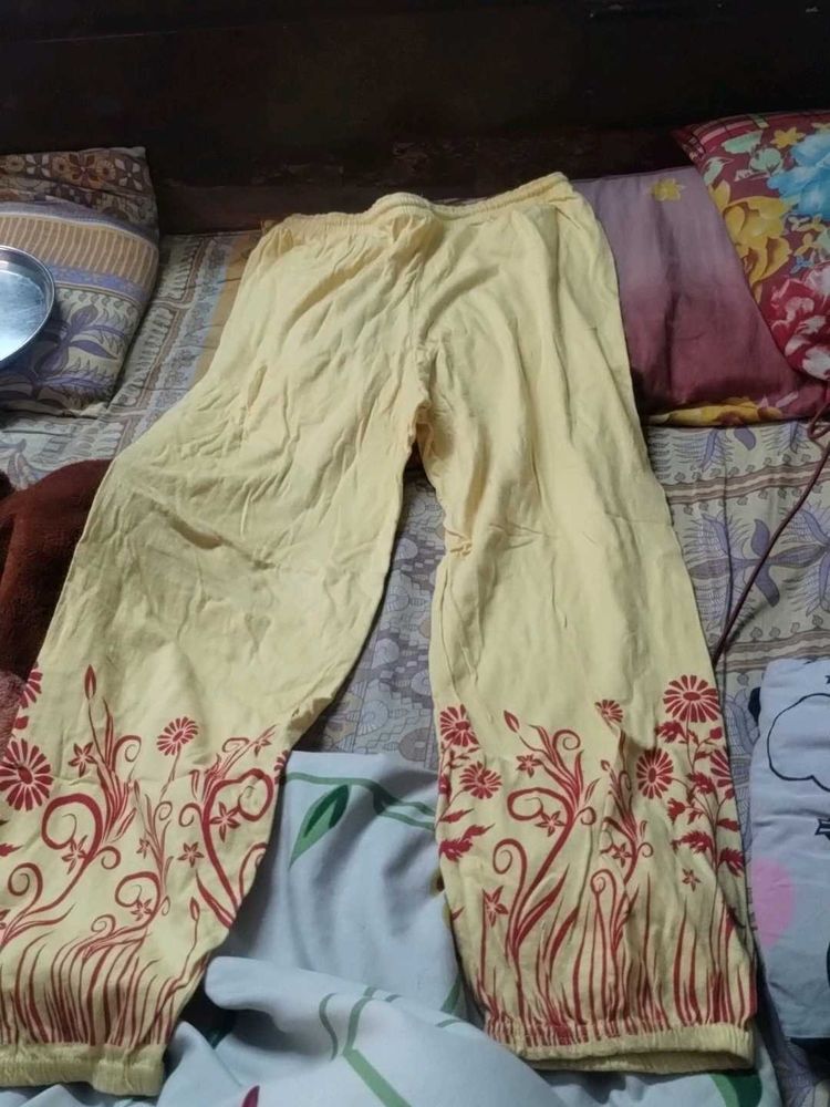 Light Yellow Printed Pyjamas