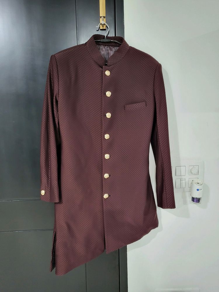 Men Dark Mauve Indo-Western Jacket