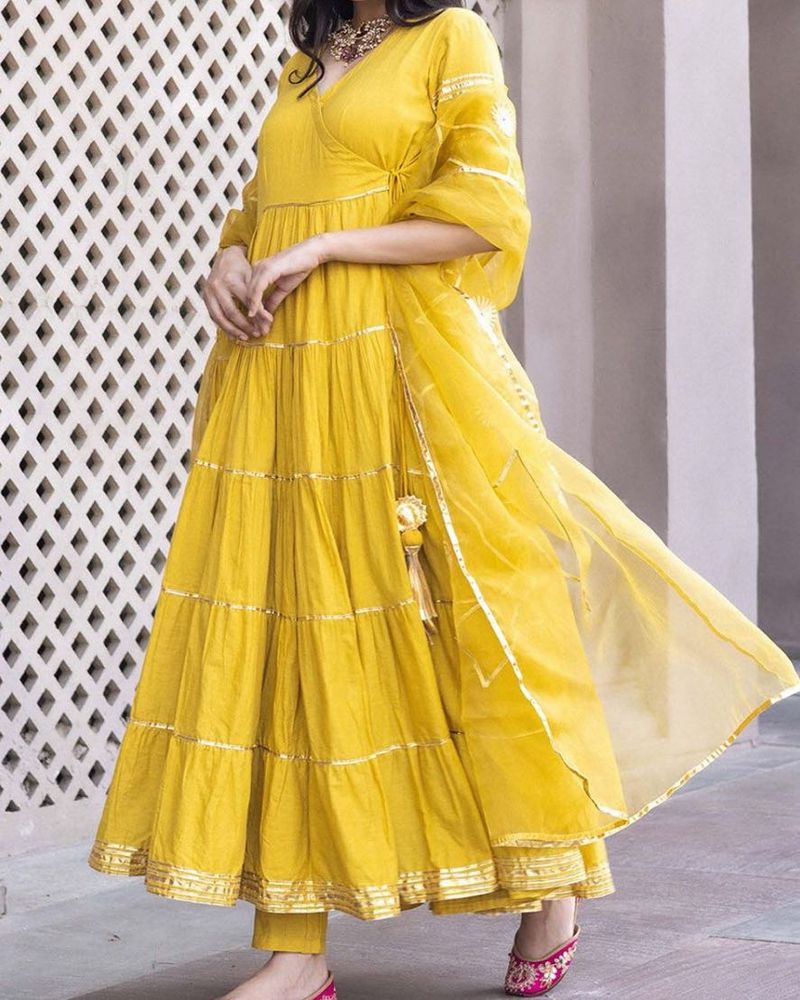 Yellow Tiered Anarkali Suit