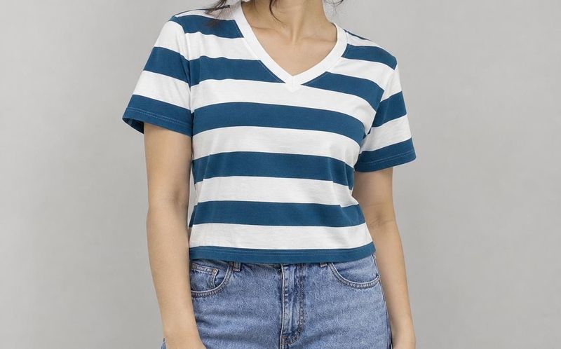 Striped V-Neck T-Shirt
