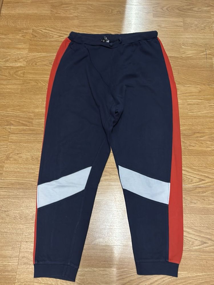 Women Navy Blue Joggers with Red Accents