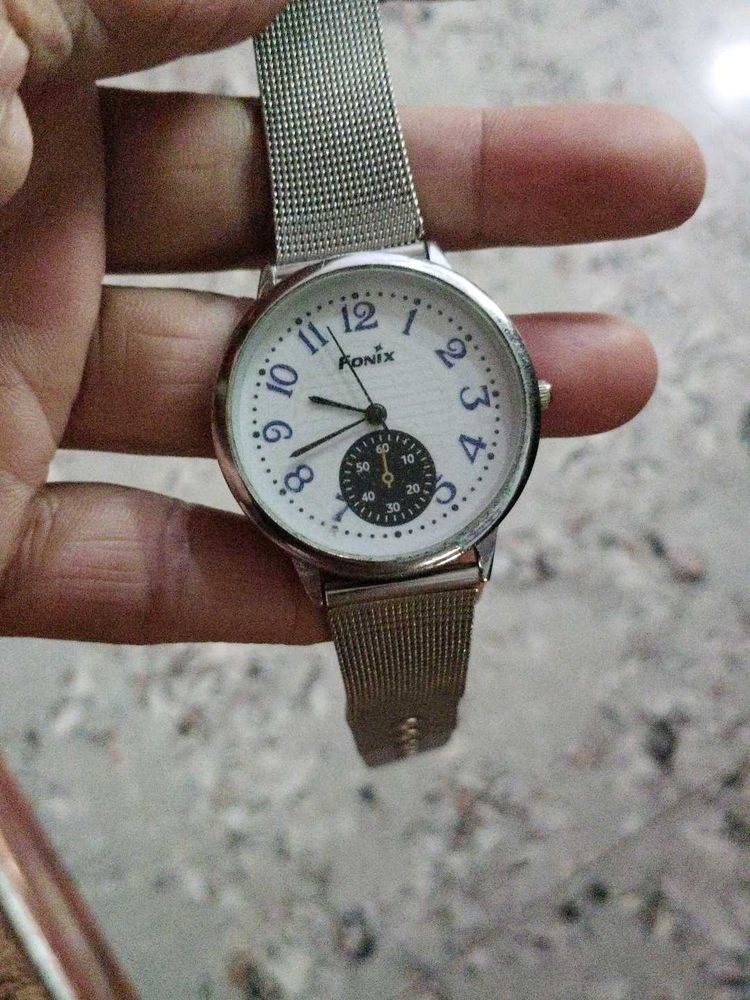 Classic White Dial Analog Watch