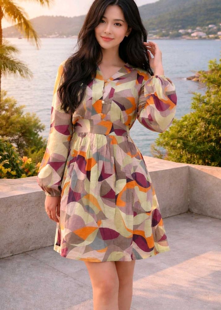 Chic Geometric Print Dress