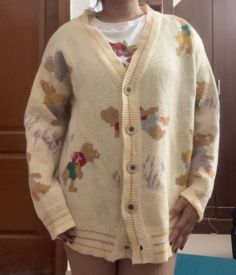 Cute Teddy Bear Knit Cardigan