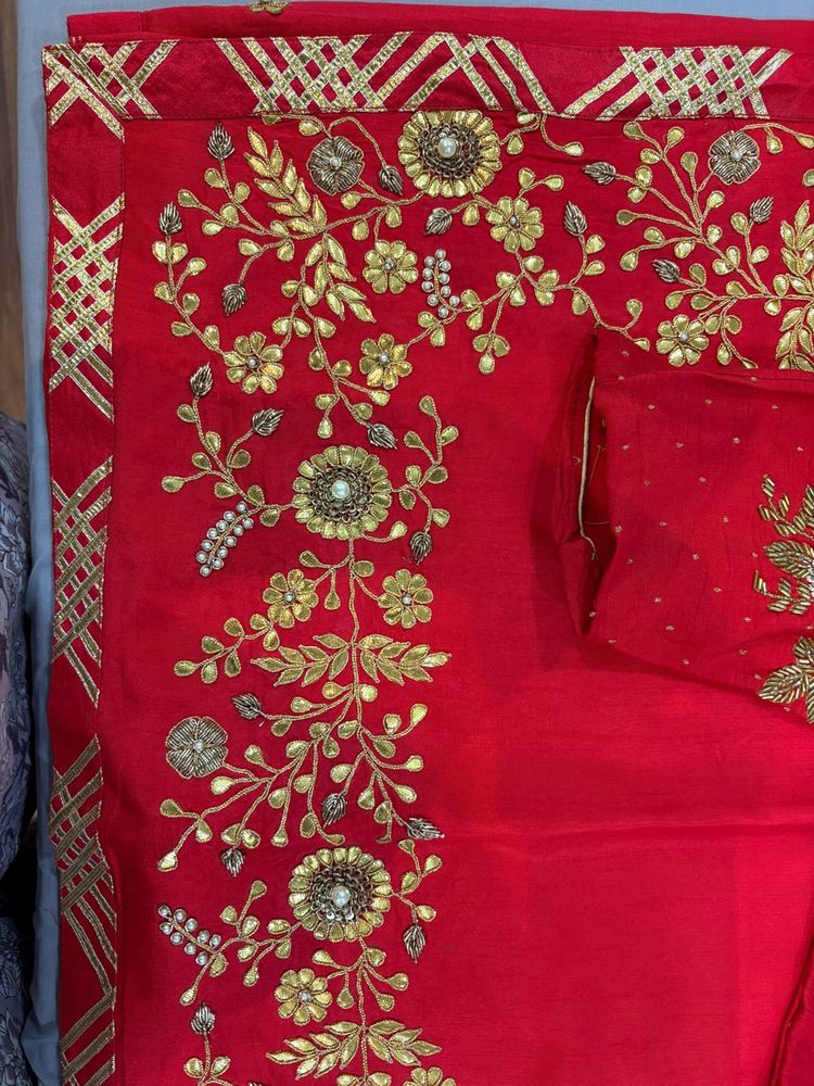 Red Embroidered Silk Saree