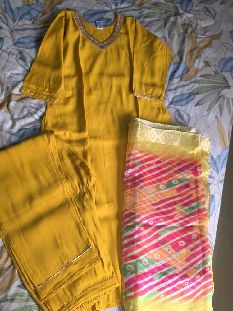 Yellow Kurta Set with Dupatta