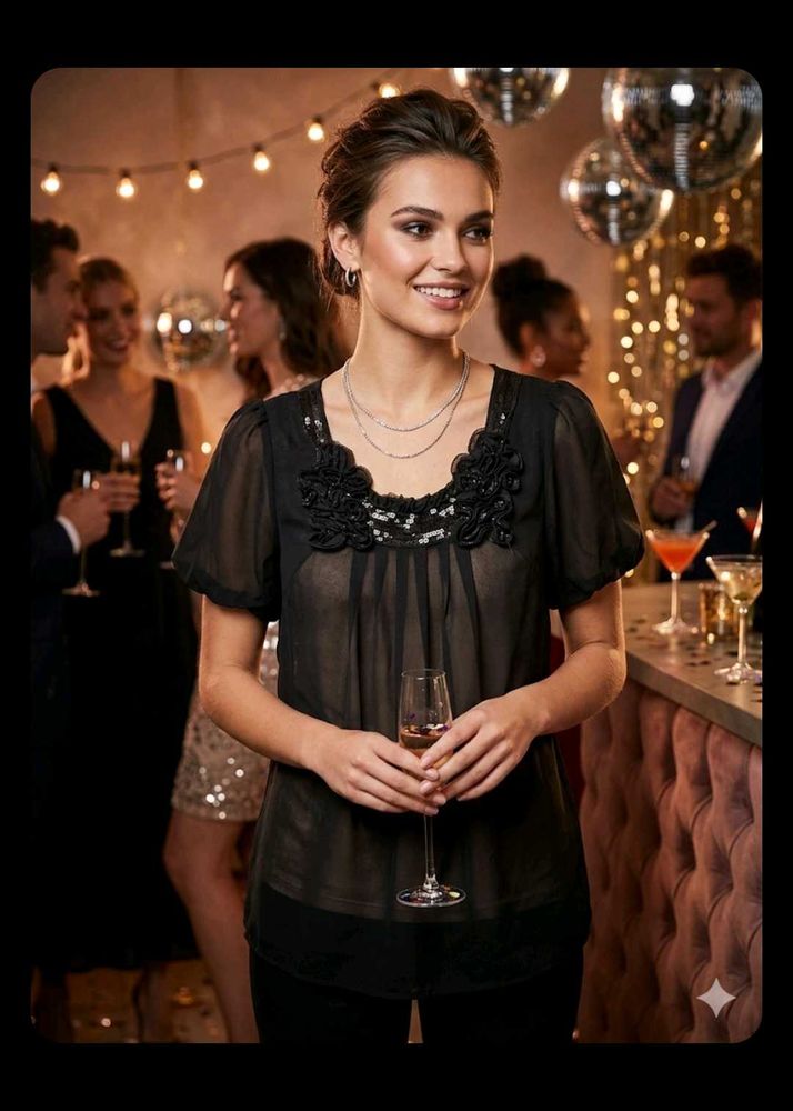 Elegant Sheer Black Party Top