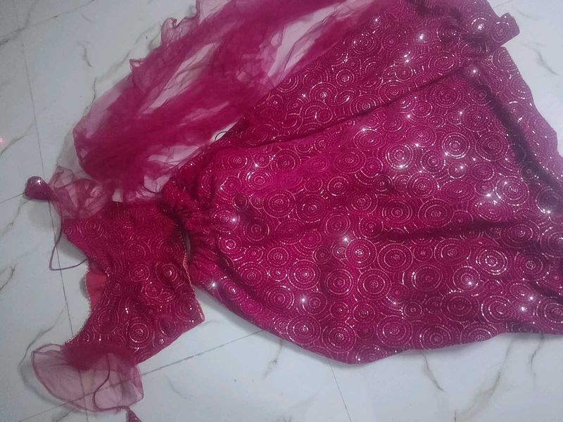 Stunning Pink Sequined Lehenga Choli