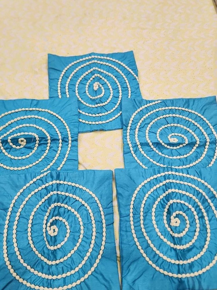 Set of 5 Blue Spiral Cushion Covers
