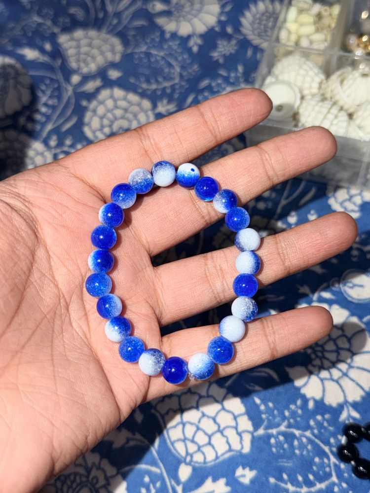 Blue &amp; White Beaded Bracelet