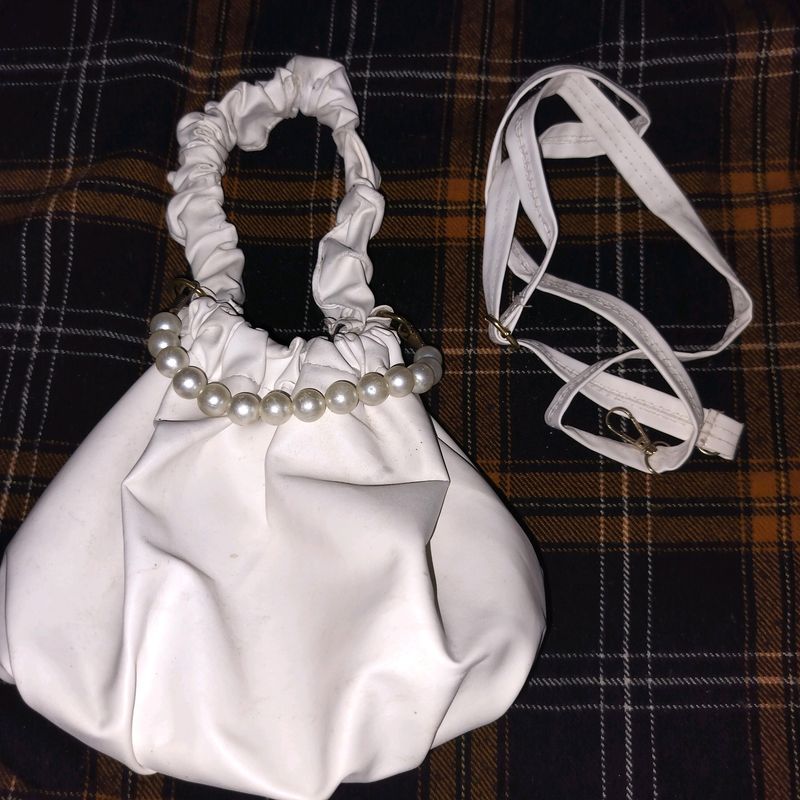 Stylish Cute Pearls White Handbags