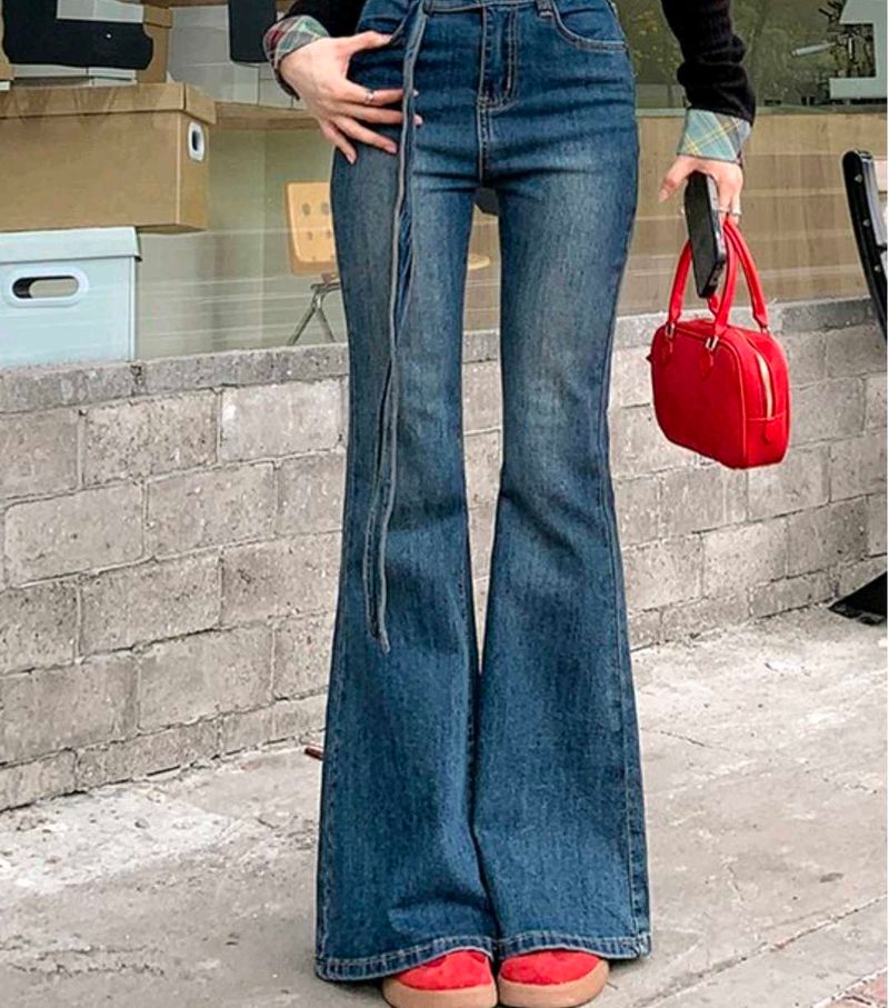 Flared Blue Denim Jeans