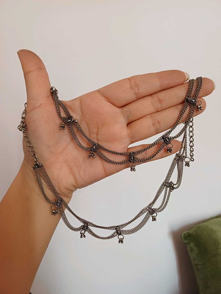 German silver anklet pair