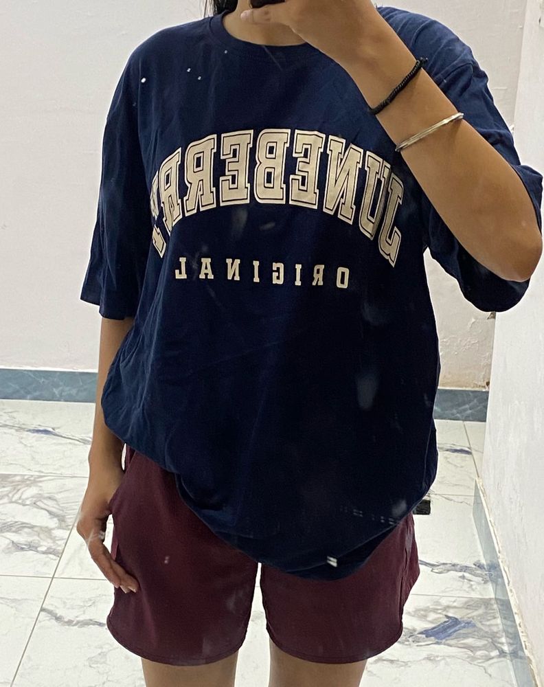 Navy Blue Graphic Print T-Shirt