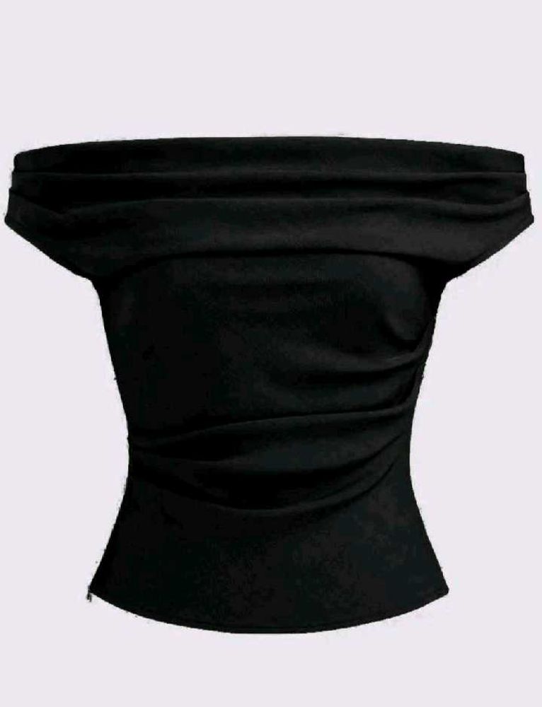 Chic Black Off-Shoulder Ruched Top