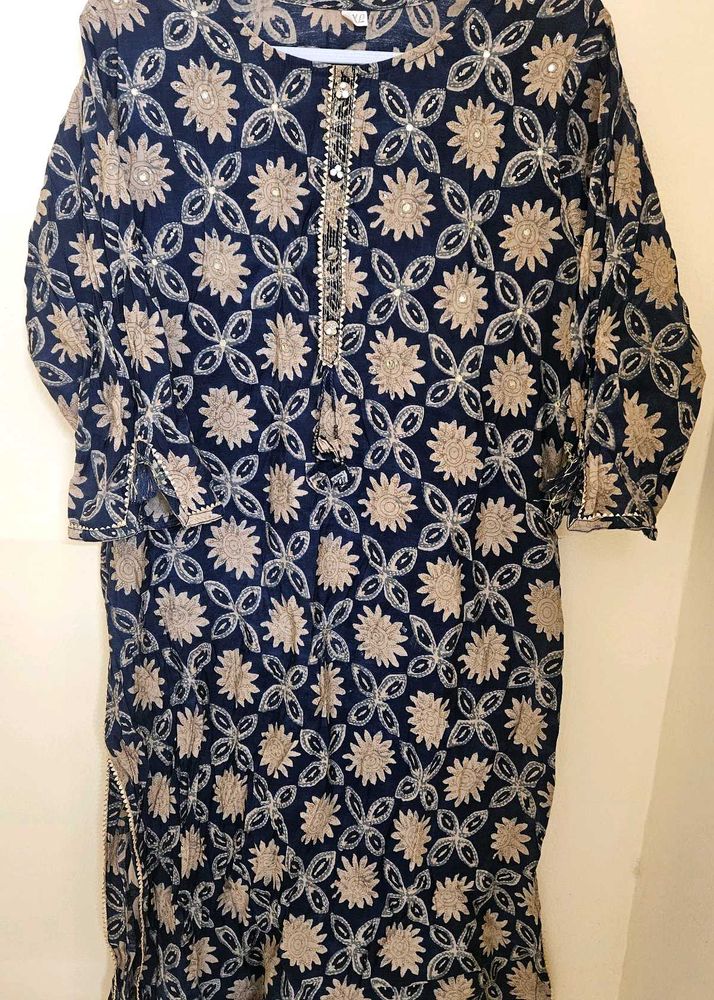 Silk Floral Print Kurti XL