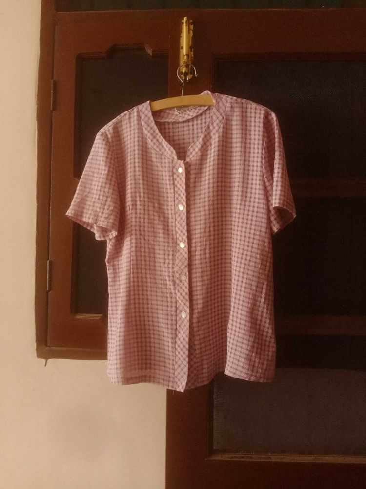 Chic Checked Button-Up Blouse