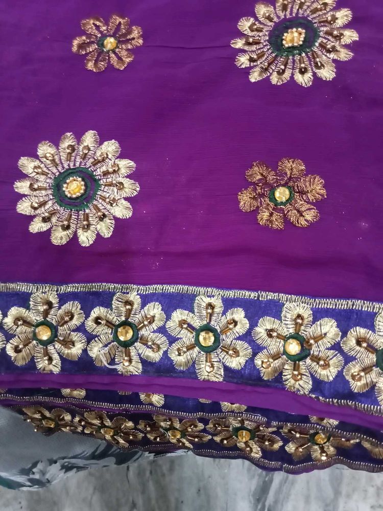 Elegant Purple Saree with Embellishments