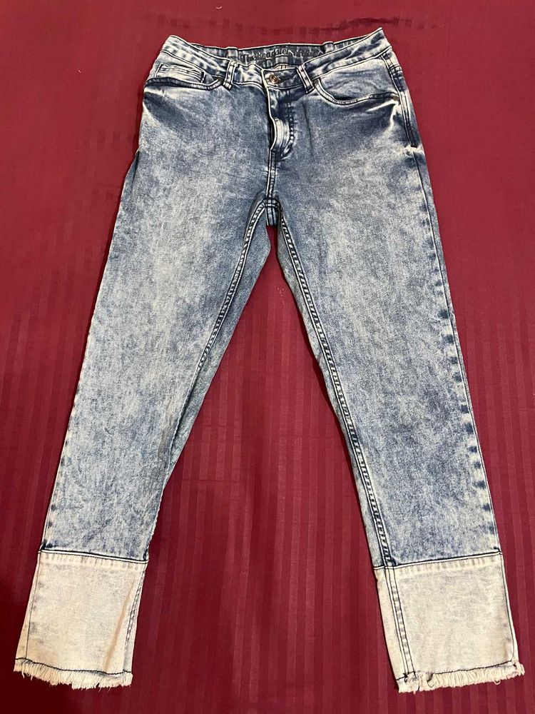 Roadster Acid Wash Denim Jeans with Contrast Cuffs