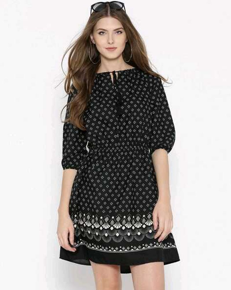 Black Print Mini Dress