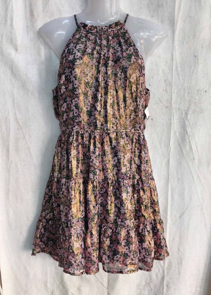 5729. Floral Tiered Mini Dress
