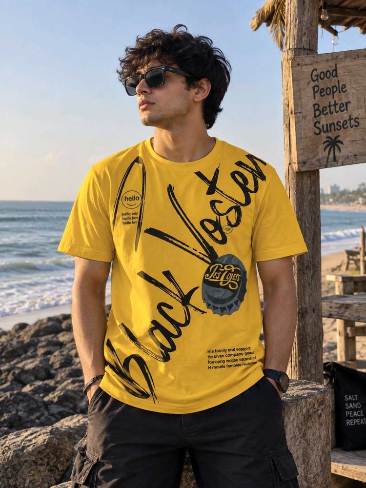 Men's Yellow Graphic T-Shirt