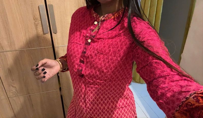 Vibrant Pink Printed Kurta