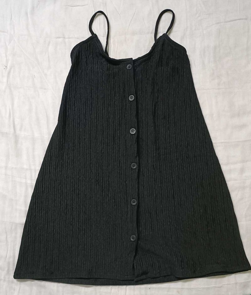 Casual Black Button-Down Dress