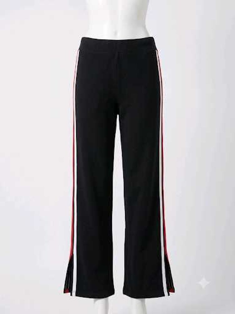 Black Track Pants with Side Stripes