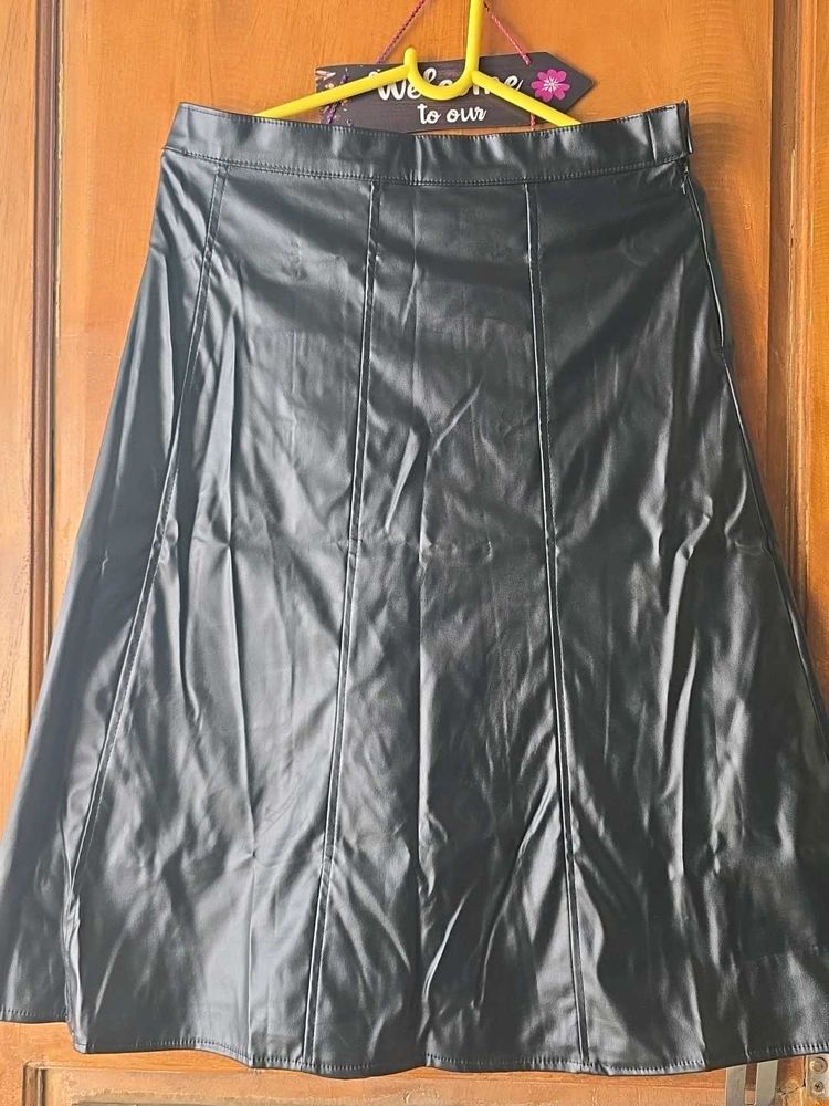 Black Faux Leather Skirt