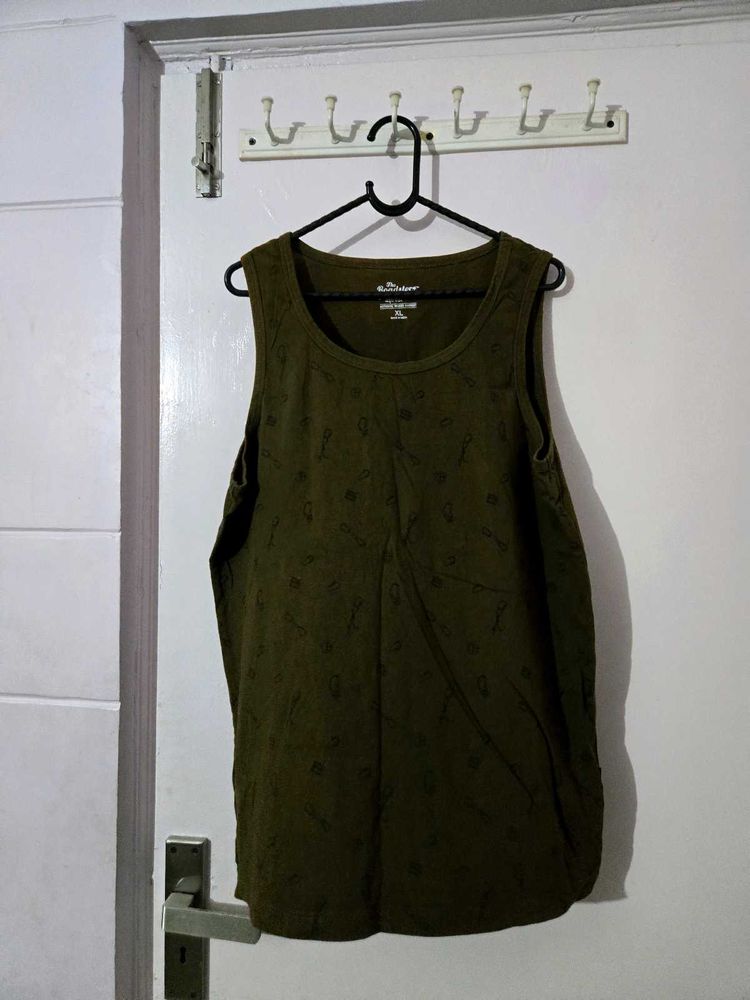 Roadster Olive Green Printed Tank Top / Vest