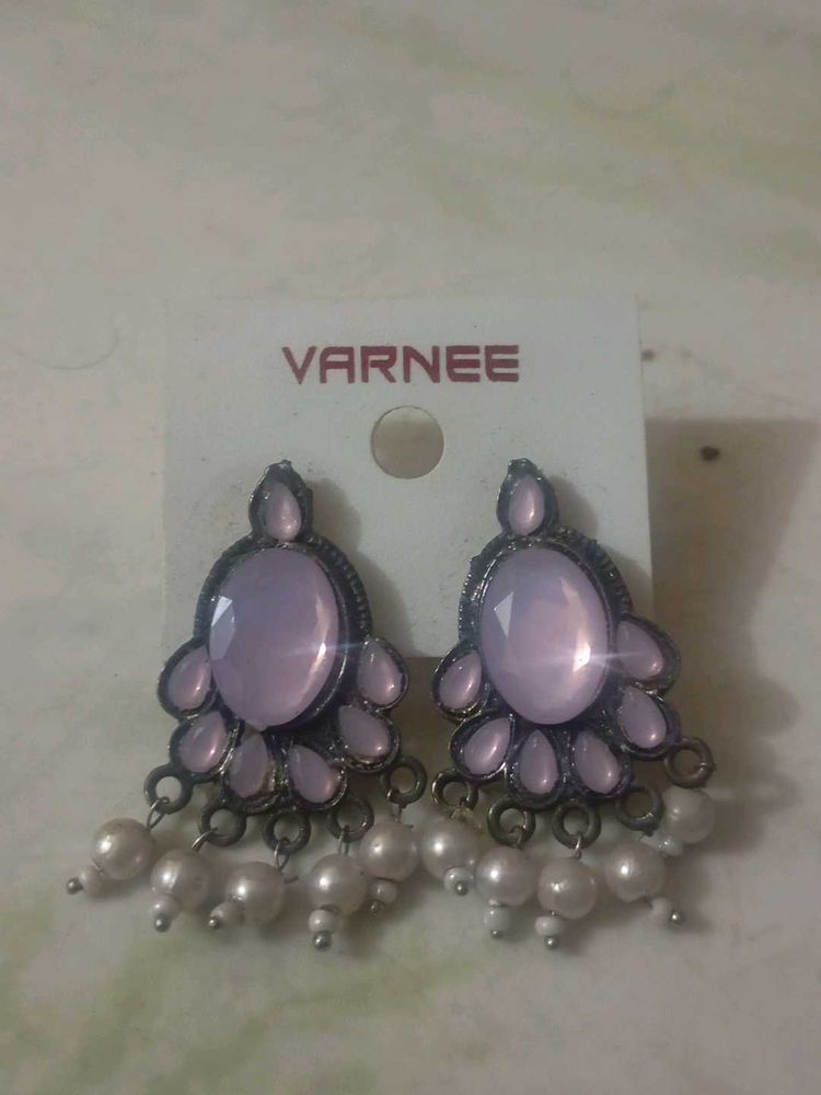 Elegant Pink Stone &amp; Pearl Earrings
