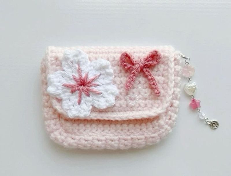 Cute Pink Crochet Coin Pouch