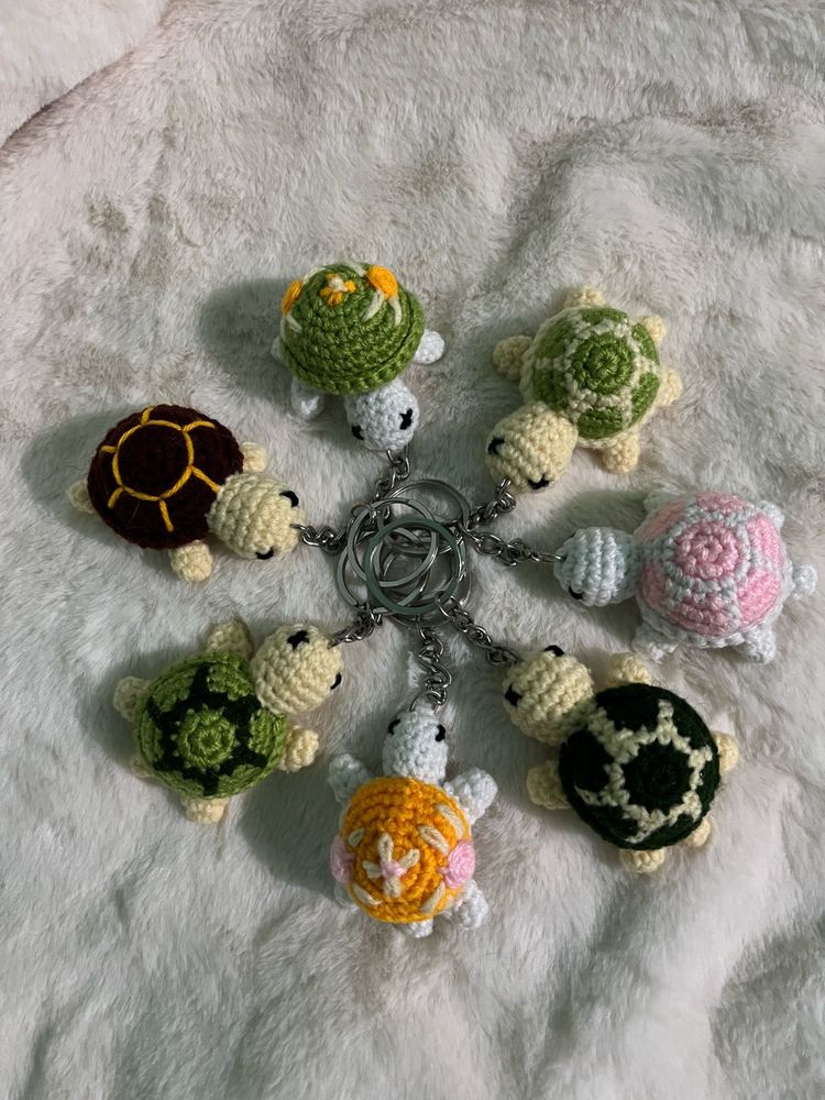 Crochet Handmade Amigurumi Turtles Keychain