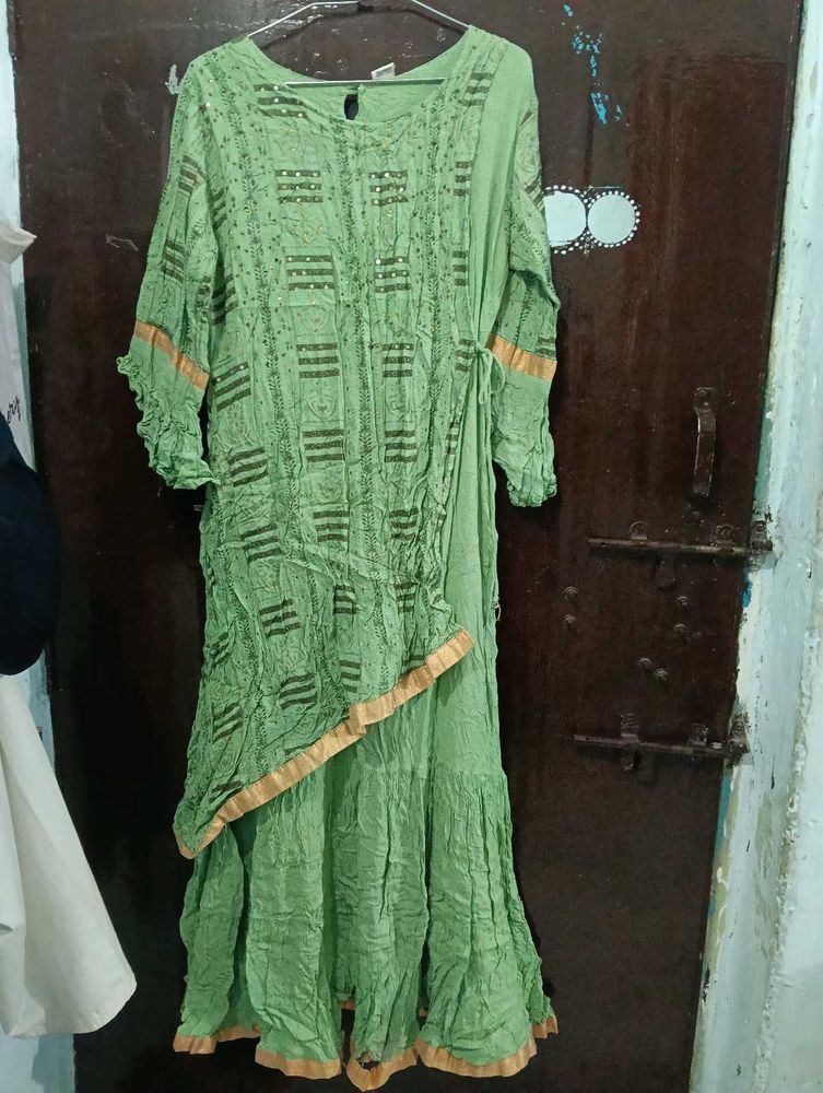 Bohemian Green Kurta Set with Embellishments