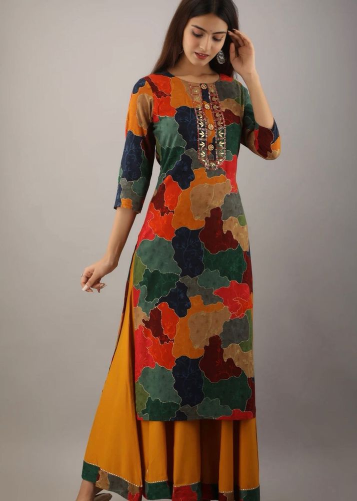 multicolour Patchwork Kurta set