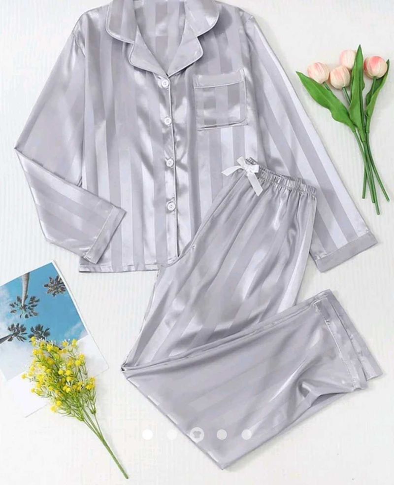 Satin Striped Pajama Set