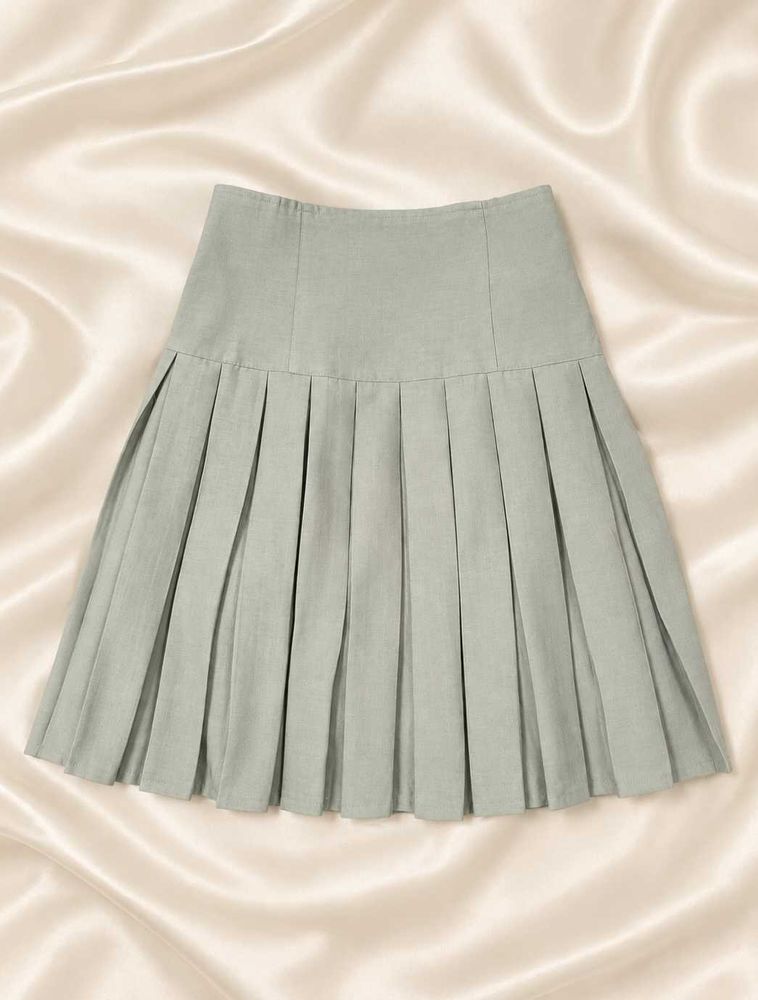Pleated A-Line Mini Skirt