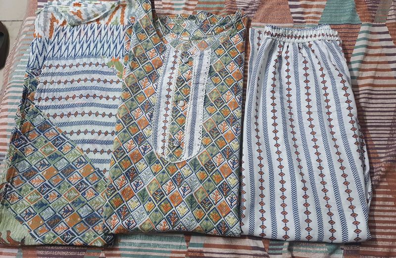 Pure cotton geomatric print suit set size 44