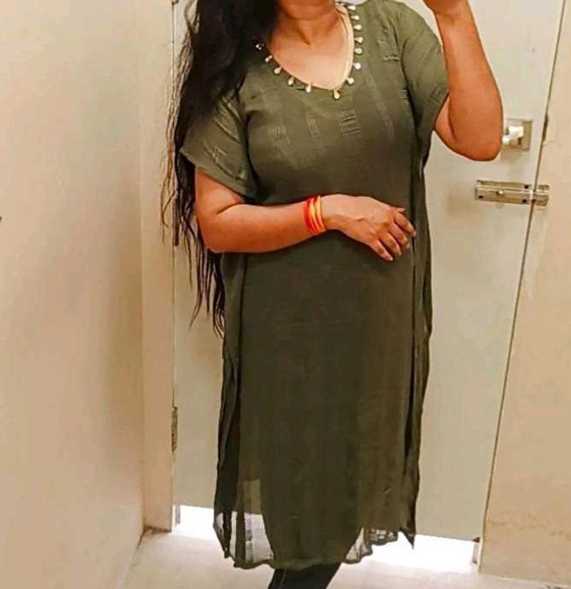 Stylish Olive Green Kaftan Kurta