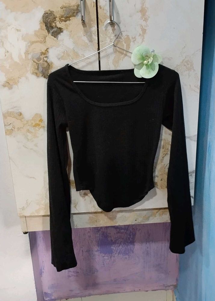 Corset Black Long Sleeve Top