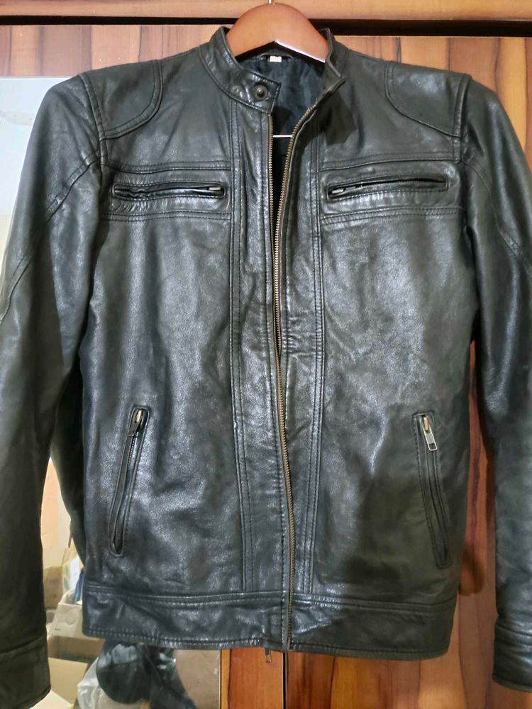 Men's Black 100% Leather Jacket