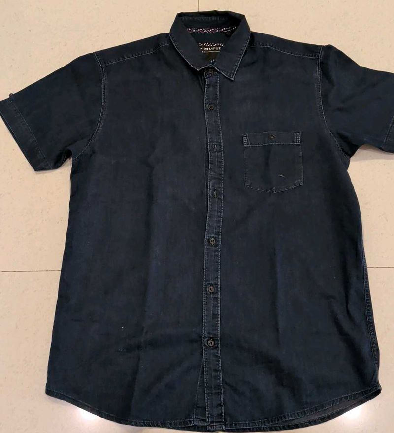 Men's Light Denim Short Sleeves Shirt