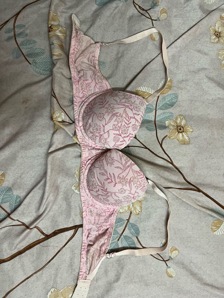 Pink Floral Padded Bra