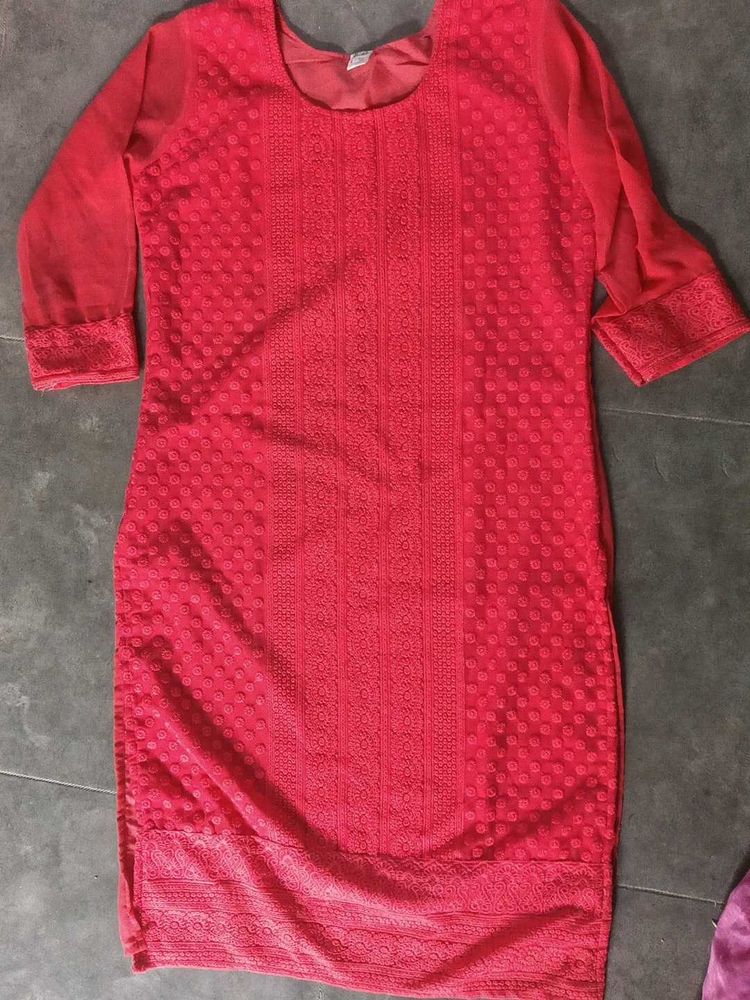 Beautiful Red Chikankari Kurta. perfectly new