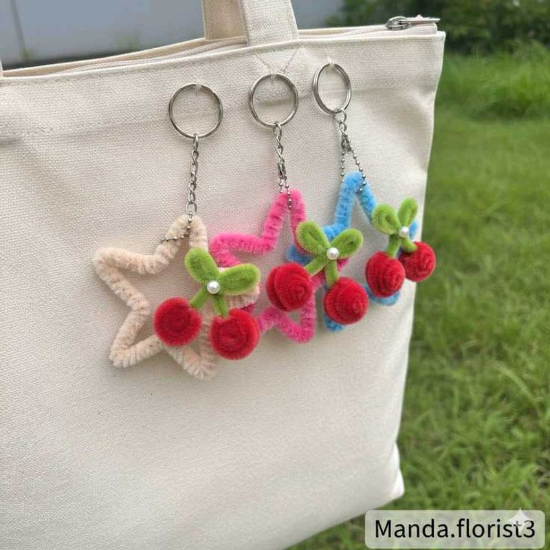 Cute Cherry Star Keychains (any 1)