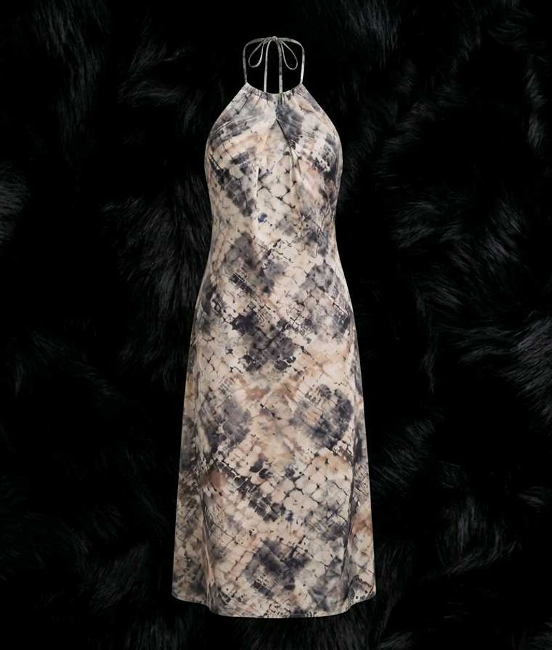 Halter Neck Satin Dress
