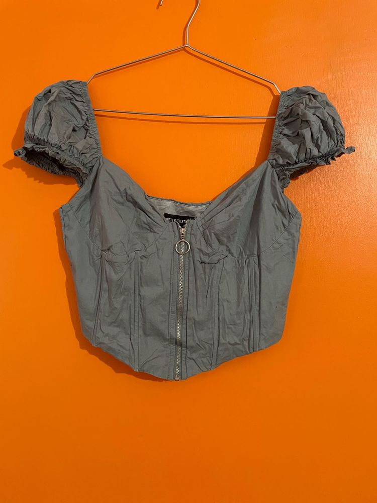 Light Blue Corset Top with Zipper