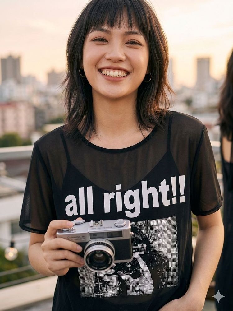 Cool Graphic T-Shirt with "all right!!" Print
