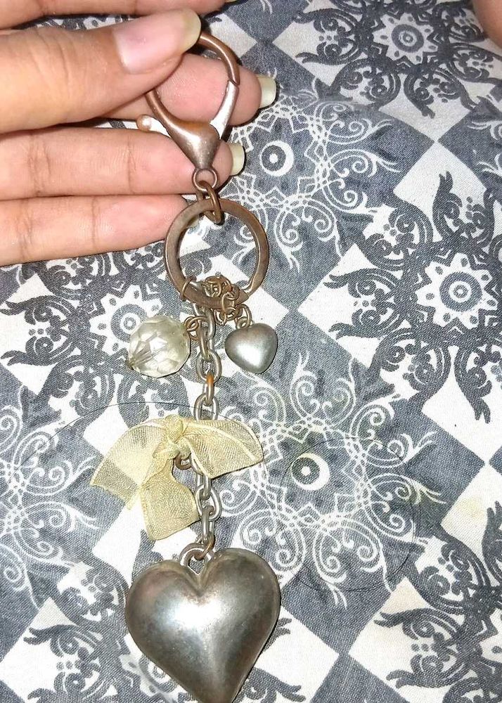 Heart Charm Keychain with Bow